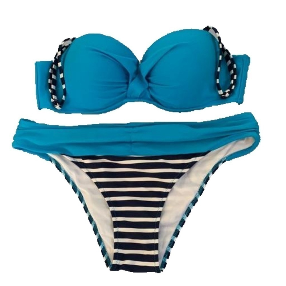 Bikini Swimsuit, Size M/L, Teal, Black & White
